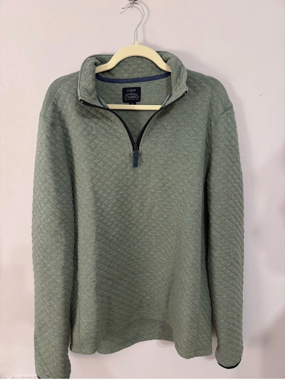 J. Crew Quilted Half-Zip Pullover - Sage Green